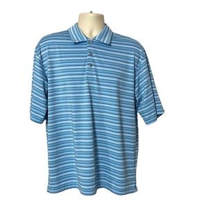 Blue White Striped Polo Collar Jersey Athletic Sports Shirt L
